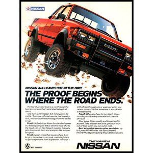 1986 Nissan 4x4 King Cab Pickup Truck Vintage Print Ad Off Road 4wd Wall Art